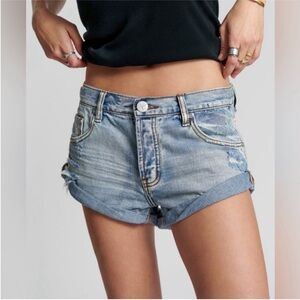 Free People One teaspoon Bandits Low-Waist Denim Shorts